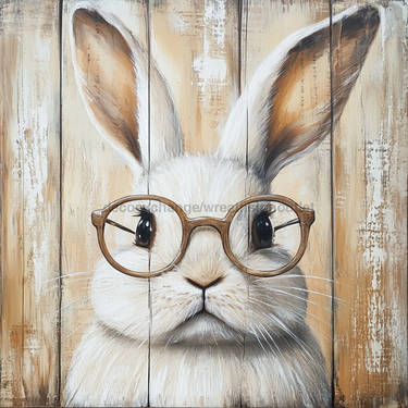 Easter Sign, Bunny in Glasses,, DCO-12674, Sign For Wreath, 10x10